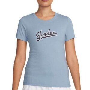 Jordan Slim Script Women's Blue Grey Tee NWT XS